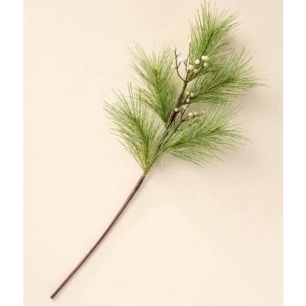 NWT 25" Long Needle Pine with White Berry Artificial Stem (set of 3)